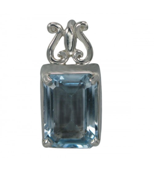 Rectanglar Blue Topaz Pendant, Sterling Silver